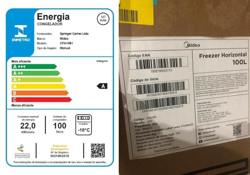 Freezer Horizontal Midea 100L Branco Modelo Cfa10B2 220V - Freezer